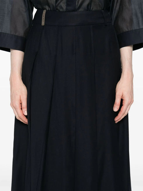 pleated midi skirt
